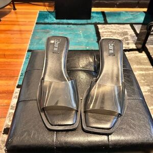 Bar III Black and Clear Slide Sandals